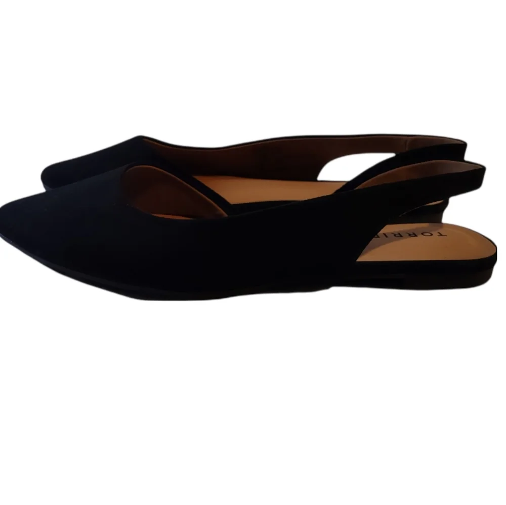 Torrid Black Faux Suede V Cut Slingback Flats Size 9W - Picture 3 of 10
